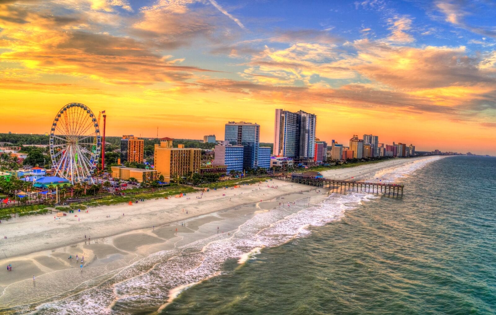 aerial view of myrtle beach and ocean